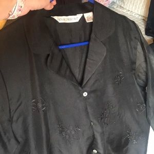 Black silk tunic with sheer arms, used